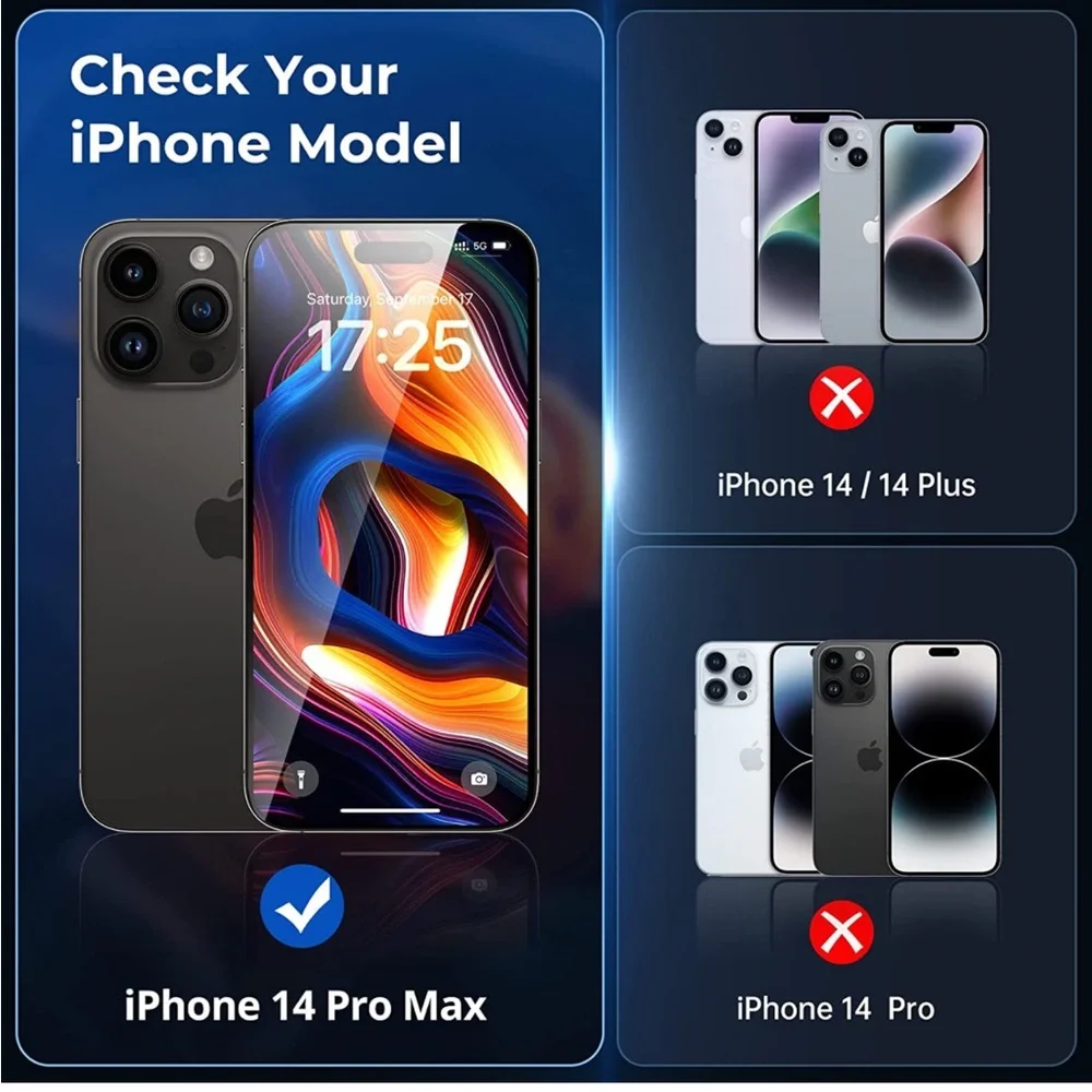 Screen Protector for iPhone 14 Pro Max, 3 Pack Shatterproof Tempered Glass